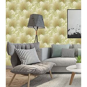 BUVU Wallpaper 53 x 1000 cm Beige White Floral Leaves Design Look Modern Vinyl BUVU Wallpaper 53 x 1000 cm Beige White Floral Leaves Design Look Modern Vinyl