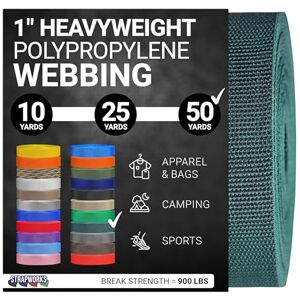 Strapworks Heavyweight Polypropylene Webbing Heavy Duty Poly Strapping for Outdoor DIY Gear Repair, 1 Inch x 50 Yards Forest Green Strapworks Heavyweight Polypropylene Webbing Heavy Duty Poly Strapping for Outdoor DIY Gear Repair, 1 Inch x 50 Yards Forest Green