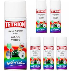 Tetrion Easy Spray Paint Gloss White 6-Pack, Multipurpose Spray for Metal, Wood, MDF, Ceramic, Plastic Quick-Drying Interior & Exterior Finish Tetrion Easy Spray Paint Gloss White 6-Pack, Multipurpose Spray for Metal, Wood, MDF, Ceramic, Plastic Quick-Drying Interior & Exterior Finish