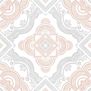 FloorPops Cecilia Peel & Stick Floor Tiles, Whites & Off-Whites,30cm x 30cm, White and Pink FloorPops Cecilia Peel & Stick Floor Tiles, Whites & Off-Whites,30cm x 30cm, White and Pink