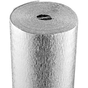 VEVOR Double Reflective Insulation Roll, Foam Core Radiant Barrier, 3.2 mm 48 in x 25 ft, Double-Sided Aluminum Foil EPE Foam Heat Reflective Shield, Thermal Insulation Roll for Window RV Roof VEVOR Double Reflective Insulation Roll, Foam Core Radiant Barrier, 3.2 mm 48 in x 25 ft, Double-Sided Aluminum Foil EPE Foam Heat Reflective Shield, Thermal Insulation Roll for Window RV Roof