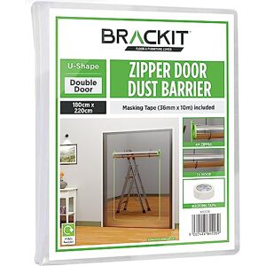 brackit U Shape Zipper Door dust Sheet with pre-Assembled 4.5m Zipper. 180cm x 220cm. with Masking Tape 36mm x 10m brackit U Shape Zipper Door dust Sheet with pre-Assembled 4.5m Zipper. 180cm x 220cm. with Masking Tape 36mm x 10m