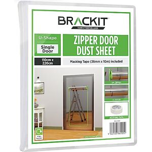 brackit U Shape Zipper Door dust Sheet with pre-Assembled 4m Zipper. 100cm x 220cm (1m x 2.2m) with Masking Tape 36mm x 10m brackit U Shape Zipper Door dust Sheet with pre-Assembled 4m Zipper. 100cm x 220cm (1m x 2.2m) with Masking Tape 36mm x 10m
