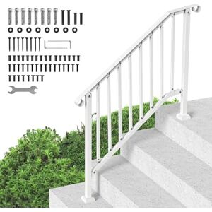 VEVOR Handrails for Outdoor Steps, 3-4 Step Stair Hand Rail Kit, Transitional Carbon Steel Railings with Installation Kit, Stair Rails for Seniors, Concrete Steps & Porch & Deck, White Retro Arch VEVOR Handrails for Outdoor Steps, 3-4 Step Stair Hand Rail Kit, Transitional Carbon Steel Railings with Installation Kit, Stair Rails for Seniors, Concrete Steps & Porch & Deck, White Retro Arch