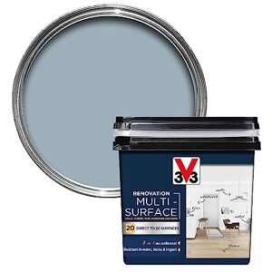 V33 Renovation Multi-Surface Paint No Undercoat Needed Over 20 Surfaces Resistance To Water Stains & Impact High Coverage Grey Blue 750ml V33 Renovation Multi-Surface Paint No Undercoat Needed Over 20 Surfaces Resistance To Water Stains & Impact High Coverage Grey Blue 750ml