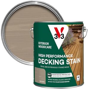 V33 High Performance Decking Stain Long-Lasting Weather Protection UV-Resistant Anti-Slip Biosourced Formula Light Silver 5 litres V33 High Performance Decking Stain Long-Lasting Weather Protection UV-Resistant Anti-Slip Biosourced Formula Light Silver 5 litres
