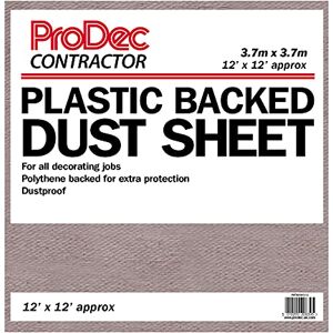 ProDec Contractor 12ft x 12ft Contractor Poly Backed Dust Sheet Drop Cloth For Painting Decorating Covering Stairs, Hallways, Corridors and Floors, Absorbs Spills, No Soak Through, Reusable ProDec Contractor 12ft x 12ft Contractor Poly Backed Dust Sheet Drop Cloth For Painting Decorating Covering Stairs, Hallways, Corridors and Floors, Absorbs Spills, No Soak Through, Reusable