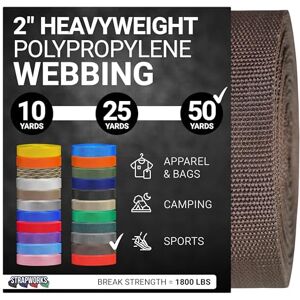 Strapworks Heavyweight Polypropylene Webbing Heavy Duty Poly Strapping for Outdoor DIY Gear Repair, 2 Inch x 50 Yards Brown Strapworks Heavyweight Polypropylene Webbing Heavy Duty Poly Strapping for Outdoor DIY Gear Repair, 2 Inch x 50 Yards Brown