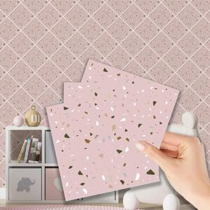 WALPLUS 15cm(6")@48pcs Rose Pink Metallic Silver Terrazzo Wall Tile Sticker Tile Paint Stick on Tiles Peel and Stick Self Adhesive Wall Tiles Stickers for Kitchen Bathroom Tile Transfer Backsplash WALPLUS 15cm(6")@48pcs Rose Pink Metallic Silver Terrazzo Wall Tile Sticker Tile Paint Stick on Tiles Peel and Stick Self Adhesive Wall Tiles Stickers for Kitchen Bathroom Tile Transfer Backsplash
