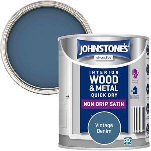 Johnstone's Wood & Metal Paint Satin Finish Vintage Denim 750ml Water Based Non Drip & Quick Drying Radiator Paint Low Odour Dry in 1-2 Hours 8m2 Coverage per Litre Johnstone's Wood & Metal Paint Satin Finish Vintage Denim 750ml Water Based Non Drip & Quick Drying Radiator Paint Low Odour Dry in 1-2 Hours 8m2 Coverage per Litre