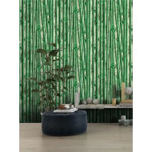 BUVU Vinyl Wallpaper 0.53 x 10 m Washable Wallpaper with Green Bamboo Motif BUVU Vinyl Wallpaper 0.53 x 10 m Washable Wallpaper with Green Bamboo Motif