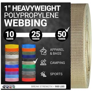 Strapworks Heavyweight Polypropylene Webbing Heavy Duty Poly Strapping for Outdoor DIY Gear Repair, 1 Inch x 50 Yards Khaki Strapworks Heavyweight Polypropylene Webbing Heavy Duty Poly Strapping for Outdoor DIY Gear Repair, 1 Inch x 50 Yards Khaki