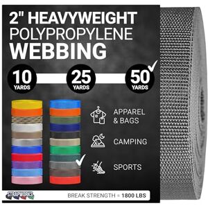 Strapworks Heavyweight Polypropylene Webbing Heavy Duty Poly Strapping for Outdoor DIY Gear Repair, 2 Inch x 50 Yards Charcoal Strapworks Heavyweight Polypropylene Webbing Heavy Duty Poly Strapping for Outdoor DIY Gear Repair, 2 Inch x 50 Yards Charcoal