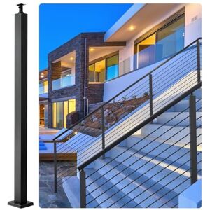 VEVOR Cable Rail Post, 42 x 1.97 x 1.97", Level Deck Stair Post, Cable Handrail Post Stainless Steel Brushed Finishing Deck Railing DIY Picket Without Hole Stair Railing Kit With Mount Bracket Black VEVOR Cable Rail Post, 42 x 1.97 x 1.97", Level Deck Stair Post, Cable Handrail Post Stainless Steel Brushed Finishing Deck Railing DIY Picket Without Hole Stair Railing Kit With Mount Bracket Black