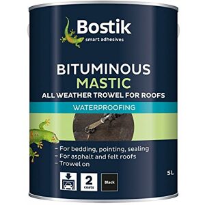 Cementone Bostik Bituminous Mastic for Roofs a Trowel Grade bituminous Material for Waterproofing. Colour Black, 5 Litre Cementone Bostik Bituminous Mastic for Roofs a Trowel Grade bituminous Material for Waterproofing. Colour Black, 5 Litre