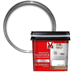 V33 Renovation Radiator & Household Appliance Paint Direct to Metal & PVC High Adhesion Resistance To Temperature Variations White Gloss 750ml V33 Renovation Radiator & Household Appliance Paint Direct to Metal & PVC High Adhesion Resistance To Temperature Variations White Gloss 750ml