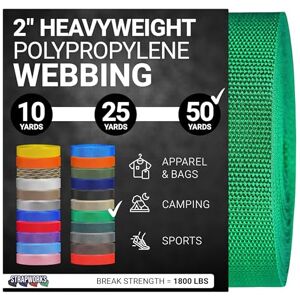 Strapworks Heavyweight Polypropylene Webbing Heavy Duty Poly Strapping for Outdoor DIY Gear Repair, 2 Inch x 50 Yards Kelly Green Strapworks Heavyweight Polypropylene Webbing Heavy Duty Poly Strapping for Outdoor DIY Gear Repair, 2 Inch x 50 Yards Kelly Green