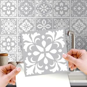 WALPLUS 72 Pcs 15cm Andalu Light Grey Cement Spanish Tile Stickers – Peel & Stick Self-Adhesive Backsplash Decals for Kitchen & Home DIY WALPLUS 72 Pcs 15cm Andalu Light Grey Cement Spanish Tile Stickers – Peel & Stick Self-Adhesive Backsplash Decals for Kitchen & Home DIY