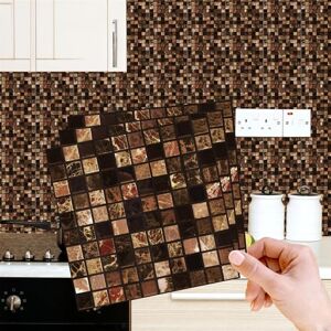 WALPLUS 48 PCS 15cm (6") Metallic Brown Marble Mosaic Tile Stickers Peel and Stick Self-Adhesive Wall Tiles for Kitchen & Bathroom Backsplash or Tile Upgrade WALPLUS 48 PCS 15cm (6") Metallic Brown Marble Mosaic Tile Stickers Peel and Stick Self-Adhesive Wall Tiles for Kitchen & Bathroom Backsplash or Tile Upgrade