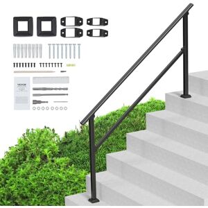 VEVOR Handrails for Outdoor Steps, 5 Steps Stair Hand Rail Kit, Transitional Carbon Steel Railings with Installation Kit, Stair Rails for Seniors, Concrete Steps & Porch & Deck, Black Square Tube VEVOR Handrails for Outdoor Steps, 5 Steps Stair Hand Rail Kit, Transitional Carbon Steel Railings with Installation Kit, Stair Rails for Seniors, Concrete Steps & Porch & Deck, Black Square Tube