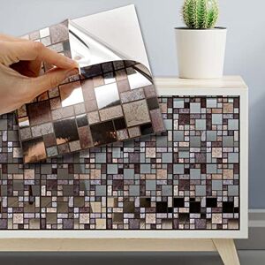 WALPLUS 15cm(6")@72pcs Metallic Silver Brown Stone Mosaic Wall Tile Sticker Tile Paint Stick on Tiles Peel and Stick Self Adhesive Wall Tiles Stickers for Kitchen Bathroom Tile Transfer Backsplash WALPLUS 15cm(6")@72pcs Metallic Silver Brown Stone Mosaic Wall Tile Sticker Tile Paint Stick on Tiles Peel and Stick Self Adhesive Wall Tiles Stickers for Kitchen Bathroom Tile Transfer Backsplash