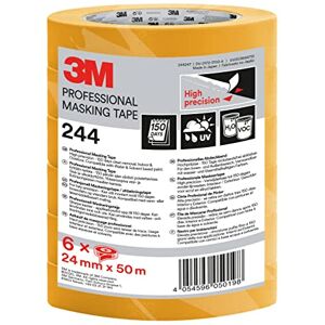 3M Professional Masking Tape 244, Universal Surfaces, Painters Tape, 24 mm x 50 m, 6 Rolls High Precision, UV and Water Resistant, For Indoor & Outdoor 3M Professional Masking Tape 244, Universal Surfaces, Painters Tape, 24 mm x 50 m, 6 Rolls High Precision, UV and Water Resistant, For Indoor & Outdoor