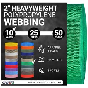 Strapworks Heavyweight Polypropylene Webbing Heavy Duty Poly Strapping for Outdoor DIY Gear Repair, 2 Inch x 10 Yards Kelly Green Strapworks Heavyweight Polypropylene Webbing Heavy Duty Poly Strapping for Outdoor DIY Gear Repair, 2 Inch x 10 Yards Kelly Green