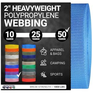 Strapworks Heavyweight Polypropylene Webbing Heavy Duty Poly Strapping for Outdoor DIY Gear Repair, 2 Inch x 50 Yards Powder Blue Strapworks Heavyweight Polypropylene Webbing Heavy Duty Poly Strapping for Outdoor DIY Gear Repair, 2 Inch x 50 Yards Powder Blue
