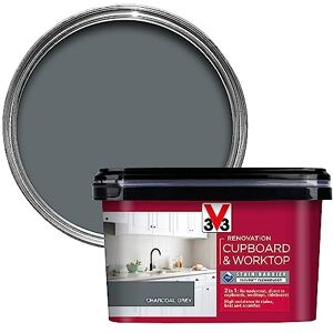 V33 Renovation Cupboard & Worktop Paint No Undercoat Needed High Resistance To Water Stains & Scratches Ultra Washable Charcoal Grey 2L V33 Renovation Cupboard & Worktop Paint No Undercoat Needed High Resistance To Water Stains & Scratches Ultra Washable Charcoal Grey 2L