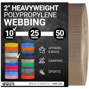 Strapworks Heavyweight Polypropylene Webbing Heavy Duty Poly Strapping for Outdoor DIY Gear Repair, 2 Inch x 10 Yards Tan Strapworks Heavyweight Polypropylene Webbing Heavy Duty Poly Strapping for Outdoor DIY Gear Repair, 2 Inch x 10 Yards Tan