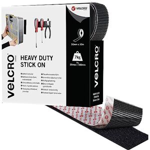 Velcro Brand Heavy Duty Stick On Tape Cut-to-Length Industrial Extra Strong Double Sided Hook & Loop Self Adhesive Tape Perfect for Room Décor & Home, Office, Garage Use Black 10m x 50mm Velcro Brand Heavy Duty Stick On Tape Cut-to-Length Industrial Extra Strong Double Sided Hook & Loop Self Adhesive Tape Perfect for Room Décor & Home, Office, Garage Use Black 10m x 50mm