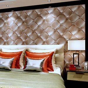 HANMERO Vintage 3D Faux Leather Textured Lattice Wallpaper Vinyl Wall Paper Mural 20.8" x 393.7" for Living Room TV Background Brown HANMERO Vintage 3D Faux Leather Textured Lattice Wallpaper Vinyl Wall Paper Mural 20.8" x 393.7" for Living Room TV Background Brown