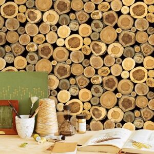 BUVU Vinyl Wallpaper 0.53 x 10 m Washable Wallpaper with Wood Panelling BUVU Vinyl Wallpaper 0.53 x 10 m Washable Wallpaper with Wood Panelling