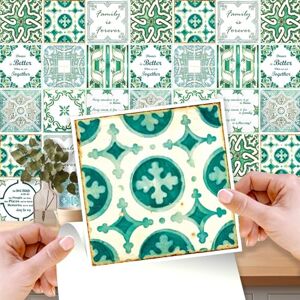 WALPLUS 48 Pcs 15cm (6") Tile Stickers – Peel & Stick Self-Adhesive Vinyl Backsplash for Kitchen, Bathroom, Bedroom – Removable Wall Decals – English Quote Vintage Green – DIY Home Decoration WALPLUS 48 Pcs 15cm (6") Tile Stickers – Peel & Stick Self-Adhesive Vinyl Backsplash for Kitchen, Bathroom, Bedroom – Removable Wall Decals – English Quote Vintage Green – DIY Home Decoration