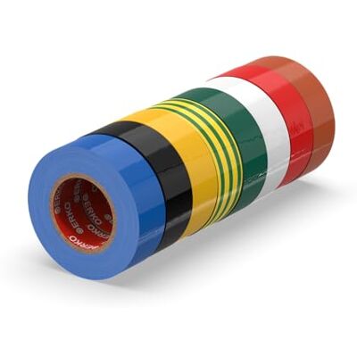 ERKO 8 pcs Electrical Insulating Tape - Multi-Color, 19mm x 20m ERKO 8 pcs Electrical Insulating Tape - Multi-Color, 19mm x 20m