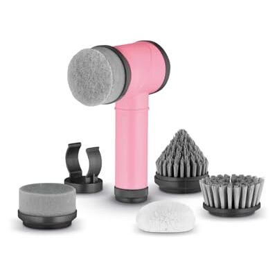 Swan x Lynsey TV's Queen of Clean 5-in-1 Cordless Spin Scrubber with 5 Cleaning Heads & Wall Holder, Rechargeable Scrubbing Brush, IPX5 Waterproof for Showers, Hobs & Tiles, Pink, SWFC1003QOCN Swan x Lynsey TV's Queen of Clean 5-in-1 Cordless Spin Scrubber with 5 Cleaning Heads & Wall Holder, Rechargeable Scrubbing Brush, IPX5 Waterproof for Showers, Hobs & Tiles, Pink, SWFC1003QOCN