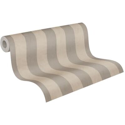 A.S. Creation Grey Beige Striped Pattern Wallpaper - Wallpaper A.S. Creation Grey Beige Striped Pattern Wallpaper - Wallpaper