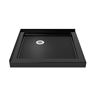 DreamLine Slimline 36" D x 36" W x 2 3/4" H Corner Drain with 2 Slugs, White Corner Drain Base 32" W x 32" D Black Color DreamLine Slimline 36" D x 36" W x 2 3/4" H Corner Drain with 2 Slugs, White Corner Drain Base 32" W x 32" D Black Color
