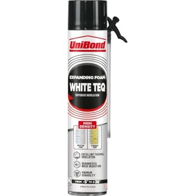 Unibond WhiteTeq Expanding Foam, Pure White PU Foam Gap Filler for Construction Filling and Insulating, Thermal and Sound Insulation, 1x 750ml Can Unibond WhiteTeq Expanding Foam, Pure White PU Foam Gap Filler for Construction Filling and Insulating, Thermal and Sound Insulation, 1x 750ml Can