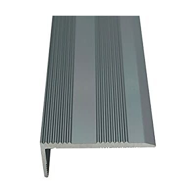 Grandismo ® 3ft Stair Nosing 9mm Stick-Down Edging Tread Strip Tile/Laminate/Wood Aluminium to Vinyl or Carpet Threshold Metal Door Trim/Edging Grey Colour Grandismo ® 3ft Stair Nosing 9mm Stick-Down Edging Tread Strip Tile/Laminate/Wood Aluminium to Vinyl or Carpet Threshold Metal Door Trim/Edging Grey Colour