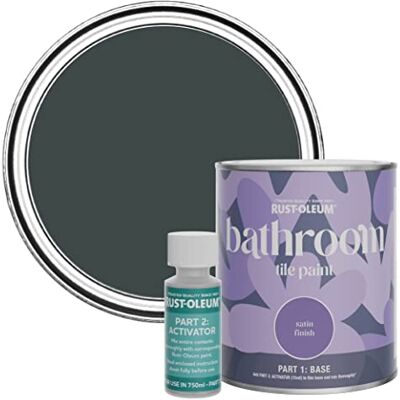 Rust-Oleum Black Water-Resistant Bathroom Tile Paint in Satin Finish Black Sand 750ml Rust-Oleum Black Water-Resistant Bathroom Tile Paint in Satin Finish Black Sand 750ml
