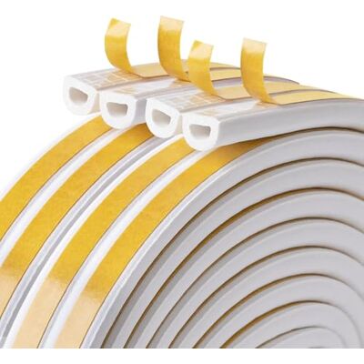 JITIFAZH 20M Doors Windows Draught Excluder Self-Adhesive Anti-Collision Rubber D Type Foam Sealing Tape,Weather StrippingTape,Door Seal,Rubber Sound Insulation for Door Window Draught Stopper(White) JITIFAZH 20M Doors Windows Draught Excluder Self-Adhesive Anti-Collision Rubber D Type Foam Sealing Tape,Weather StrippingTape,Door Seal,Rubber Sound Insulation for Door Window Draught Stopper(White)