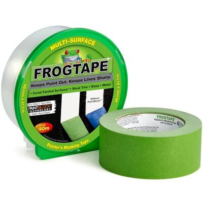 Frog Tape Green Multi Surface Painters Masking Tape 48mm x 41.1m. Indoor painting and decorating for sharp lines and no paint bleed Frog Tape Green Multi Surface Painters Masking Tape 48mm x 41.1m. Indoor painting and decorating for sharp lines and no paint bleed