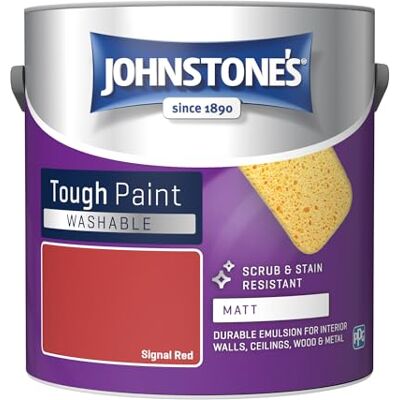 Johnstone's - Washable Matt Wall Emulsion - Signal Red - 2.5L - Paint Johnstone's - Washable Matt Wall Emulsion - Signal Red - 2.5L - Paint