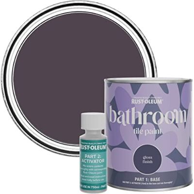 Rust-Oleum Purple Water-Resistant Bathroom Tile Paint in Gloss Finish Grape Soda 750ml Rust-Oleum Purple Water-Resistant Bathroom Tile Paint in Gloss Finish Grape Soda 750ml