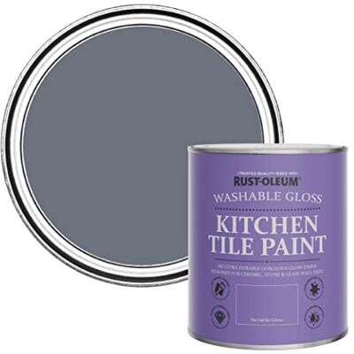 Rust-Oleum Grey Water-Resistant Kitchen Tile Paint in Gloss Finish Marine Grey 750ml Rust-Oleum Grey Water-Resistant Kitchen Tile Paint in Gloss Finish Marine Grey 750ml