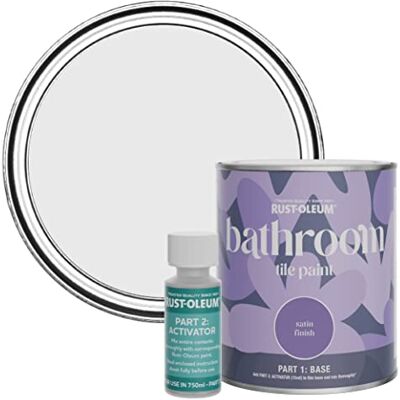 Rust-Oleum Grey Water-Resistant Bathroom Tile Paint in Satin Finish Monaco Mist 750ml Rust-Oleum Grey Water-Resistant Bathroom Tile Paint in Satin Finish Monaco Mist 750ml