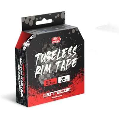 ERRECOM 1000 Miglia Tubeless Rim Tape 25 m x 25 mm, Adhesive Tape for Tubeless Conversion, Ultra Resistant, Contains 10 Seal Patches ERRECOM 1000 Miglia Tubeless Rim Tape 25 m x 25 mm, Adhesive Tape for Tubeless Conversion, Ultra Resistant, Contains 10 Seal Patches