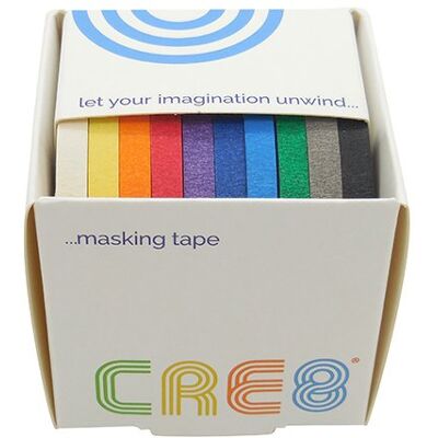 CRE8 Solid Colour Masking Tape 10 Coloured Masking Tapes in a Box 3 Sizes (6mm X 8M) CRE8 Solid Colour Masking Tape 10 Coloured Masking Tapes in a Box 3 Sizes (6mm X 8M)