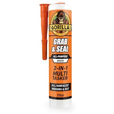 GORILLA Grab & Seal, 290ml – Two-in-One Waterproof Grab Adhesive & Sealant Hybrid Bonds Skirting, Kitchens, Bathrooms, Windows & Doors High Strength, Mould Resistant, Paintable, All-Weather Use GORILLA Grab & Seal, 290ml – Two-in-One Waterproof Grab Adhesive & Sealant Hybrid Bonds Skirting, Kitchens, Bathrooms, Windows & Doors High Strength, Mould Resistant, Paintable, All-Weather Use